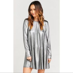 Show Me Your MuMu metallic silver babydoll dress